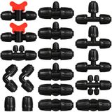 Kepmix 1/2 İnç Damla Sulama Parçaları Kiti: 18 Adet Damla Kilitli Somun Konnektörleri 1/2 "Damla Sulama Borusu (1/2 "ID x0.6-0.6" OD) Kaplinler Tees Dirsekler Fişler Vanalar Tee Azaltma Tees