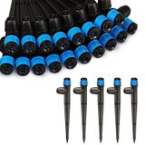 Kepmix Damla Sulama Vericiler Bağlantı Parçaları: 1/4 "Damla Borusu için Ayarlanabilir Sulama Püskürtücüsü 5" Ok Kazık Dikenli Kilitli Somun Konnektörlerinde Tam Daire Vorteks Akışı Damlatıcı (50