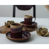 Keramika 2 Kişilik Kahve Fincan Takımı 4 Parça Reaktif Shızen - Bordo