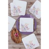 Keramika 20 cm Pasta Tabağı 6 Adet Kare Siera Kelebek