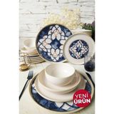 Keramika 22748-50-51 Wave Flow 24 Parça 6 Kişilik Krem Yemek Takımı