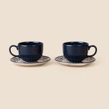 Keramika 2'li Stoneware Çay ve Latte Fincan Seti - Renkli - Montajsız