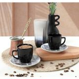 Keramika 4 Parça Kahve Fincan Takımı Magıc Sılındır Kulplu 004-650 20744 A - Siyah