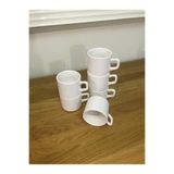 Keramika 8 Cm Stackable Çay Fincanı 6 Adet Beyaz