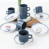 Keramika Anatolian Flowers Stackable 12 Parça 6 Kişilik Çay Seti