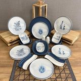 Keramika Blue Magic 19 Parça Kahvaltı Takımı 6 Kişilik Mavi - Beyaz Desenli Seramik Set