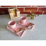 Keramika Doğaltaş Kahve Sunum Seti 2 kişilik Pembe