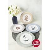 Keramika Floral Essence Assos Pasta Tabağı 22 cm 4 Adet / 22890-93-94-22949 - Renkli