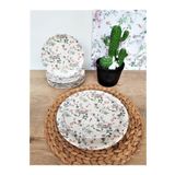 Keramika Flowers Mat Beyaz 6 Kişilik 7 Parça İkram Kahvaltı Takımı