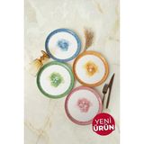 Keramika Flowers Mottolu Nordic Pasta Tabağı 22 cm 4 Adet 22804-05