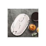 Keramika Hitit Mat Beyaz Mermer Desen 19 cm Kayık Tabak