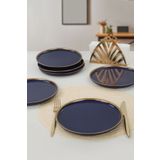 Keramika Kobalt Gold File Nordic 22 cm 6 Adet Pasta Tabağı Seti