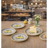 Keramika Limon Desen 20 cm Pasta Tabağı 6 Adet