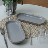 Keramika Mat Gri Noyan Kayık Tabak 26 cm 2 Adet 995