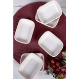 Keramika Mat Kırık Beyaz Dikdörtgen Çerezlik Kayık 13 Cm 6 Adet
