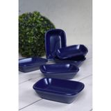 Keramika Mat Kobalt Dikdörtgen Çerezlik / Kayık 13 Cm 6 Adet