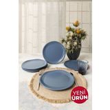 Keramika Mat Mavi Bloom Pasta Tabağı 24 cm 6 Adet 399