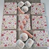 Keramika Mat Pembe Kelebek 18 Parça 6 Kişilik Kahvaltı Takımı