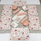 Keramika Mat Pembe Siera Kelebek 16 Parça 6 Kişilik Kahvaltı Takımı