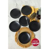 Keramika Mat Siyah Ege Pasta Tabağı 20 cm 6 Adet 956