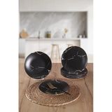 Keramika Mat Siyah Mermer Desenli 20cm Pasta Tabağı