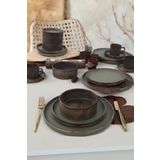 Keramika Mat Toprak Stackable 20 Parça 4 Kişilik Yemek Takımı