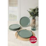 Keramika Mat Yeşil Bloom Pasta Tabağı 24 cm 6 Adet 322