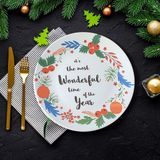Keramika New Year Wonderful Time Servis Tabağı 26 cm 21657 - Renkli