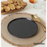 Keramika Nordıc Pasta Sunum Tabağı 22CM Twinkle Simli Siyah 2 Adet Msh