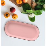 Keramika Noyan 26 Cm Kayik Tabak Mat Pembe Kahverengi Fileli