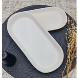 Keramika Noyan 26 Cm Mat Kırık Beyaz Kayık Tabak 2 li