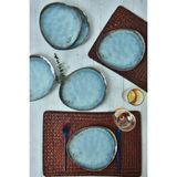 Keramika Reaktif Turkuaz Trior Pasta Tabağı 23 cm 6 Adet Renkli Stoneware Malzeme 19013