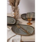 Keramika Reaktif Yeşil İsabella Pasta Tabağı 25 Cm 6 Adet Q84