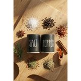 Keramika Seramik Tuzluk Biberlik Seti - 2'li Salt Pepper Yazılı Modern Baharatlık