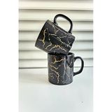Keramika Siyah 10 Cm Yaldız Mermer Kupa