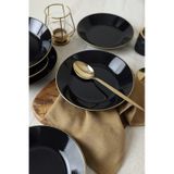 Keramika Siyah Gold Bahar Yemek Tabağı 19 Cm 6 Adet Siyah