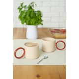 Keramika Stackable Kahverengi Halka Kulplu Fincan 8 Cm 2 Adet