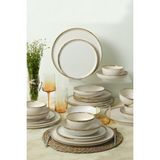 Keramika Straw Nordic Yemek Takımı 24 Parça Krem Renk 6 Kişilik Earthenware Malzeme