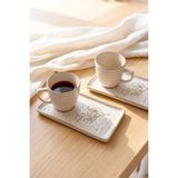 Keramika Taupe Bloom Doğaltaş Kahve Sunum Seti 4 Parça 2 Kişilik 22519-20 - Krem