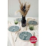 Keramika Tavus Kuşu Nordıc Pasta Tabağı 22 Cm 4 Adet 23137