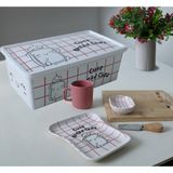Keramika Tek Kişilik Kahvaltı Takımı Saklama Kutusu - PEMBE