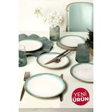 Keramika Turkuaz Wave Ege Pasta Tabağı 20 cm 6 Adet Q81 - Renkli