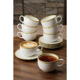 Keramika Vezura Çay-Kahve-Cappucino 6 Kişilik 12 Parça Fincan Seti - Beyaz