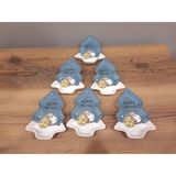 Keramika Yılbaşı Çam Ağacı Çerezlik / Kayık / Sunumluk 17 cm 6 Adet Mat - Mavi