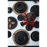 Keramika Yılbaşı Mat Siyah Gold Fileli Stackable Yemek / Kahvaltı Takımı 20 Parça 4 Kişilik