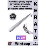#Kerata Metal Paslanmaz Sağlam Uzun Lüks Ergonomik Çelik Krom Kaplama Ayakkabı Çekeceği Kerata 50 Cm