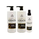 Keratin 3'Lü Set - Şampuan 1000 Ml Bakım Kremi 1000 Ml Bakım Sütü 250 Ml Pompasız