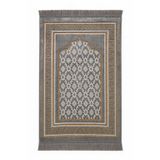 Keremzade Anadolu - Gri & Gold Makine Dokuma Kadife Seccade Namazlık 70x110 cm