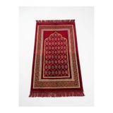 Keremzade Anadolu - Kırmızı & Gold Makine Dokuma Kadife Seccade Namazlık 70x110 cm