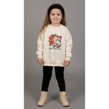 Kerimino Sevimli Kedili Tunik Sweatshirt & Fitilli Kadife Tayt ve Saç Bandı 3'lü Kız Çocuk Kışlık Takım